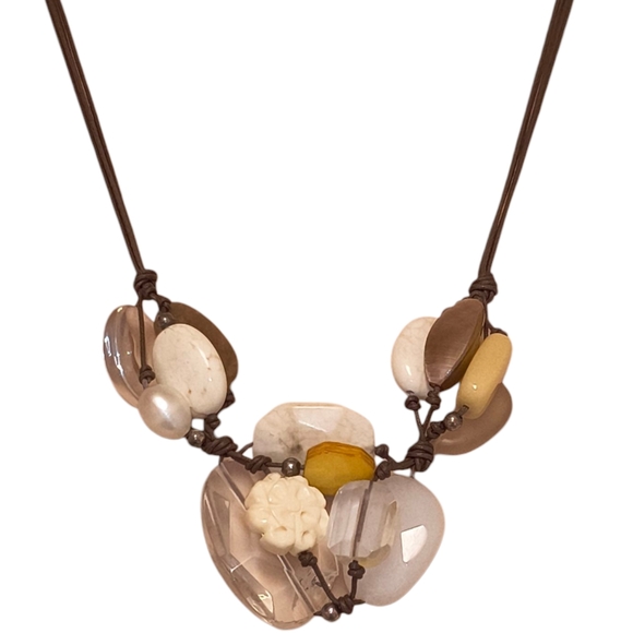 Silpada N2201 Clear Quartz Flower Mixed Stone Cluster Necklace - Picture 1 of 8
